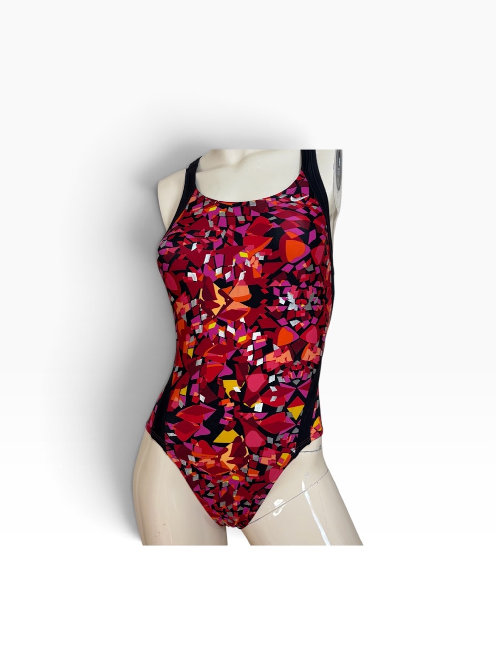 Nike Shattered Glass Fastback One-Piece Swimsuit  with Black Straps and accents